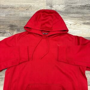 Nike Therma Fit KO Performance 2.0 Red Mens L Mini‎ Swoosh Pullover Hoodie EUC
